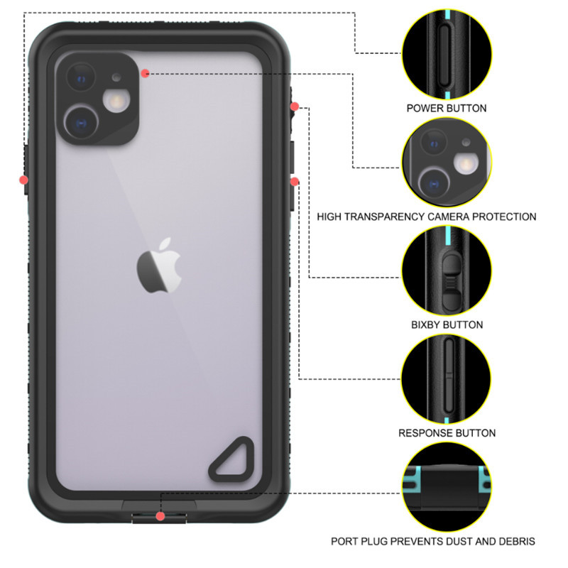 wasserdichte Stoßdichte iphone 11 Fall unter Wasser ipod case iphone 11 wasserdicht case (schwarz) mit transparenter Rückendeckung