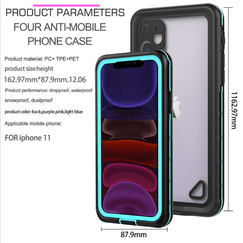 wasserdichte Stoßdichte iphone 11 Fall unter Wasser ipod case iphone 11 wasserdicht case (schwarz) mit transparenter Rückendeckung