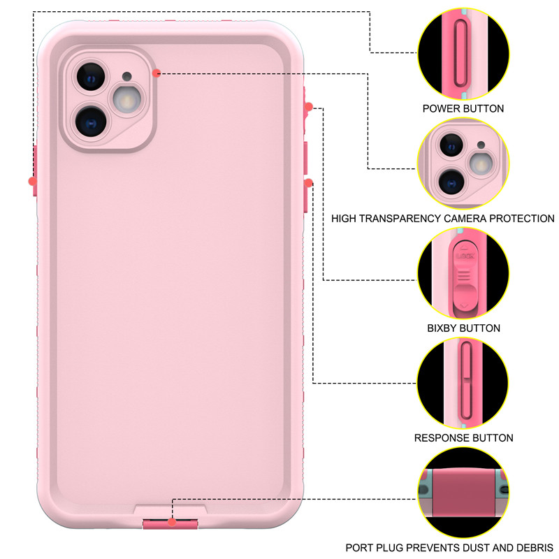 wasserbeständige Handy-Gehäuse wasserbeständige iphone case beste wasserdichte case für iphone 11 () rosa) mit solider color back cover