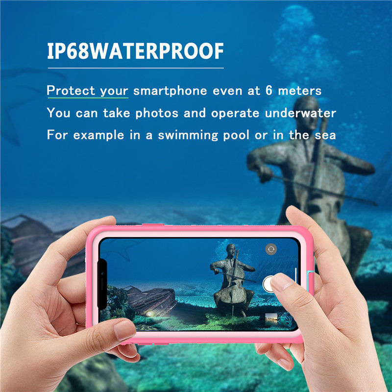 Wasserdichter hüllenbeutel staubdichtes iphone 11 pro max hülle wasserdichte handyhülle (pink) mit transparenter rückseitiger abdeckung
