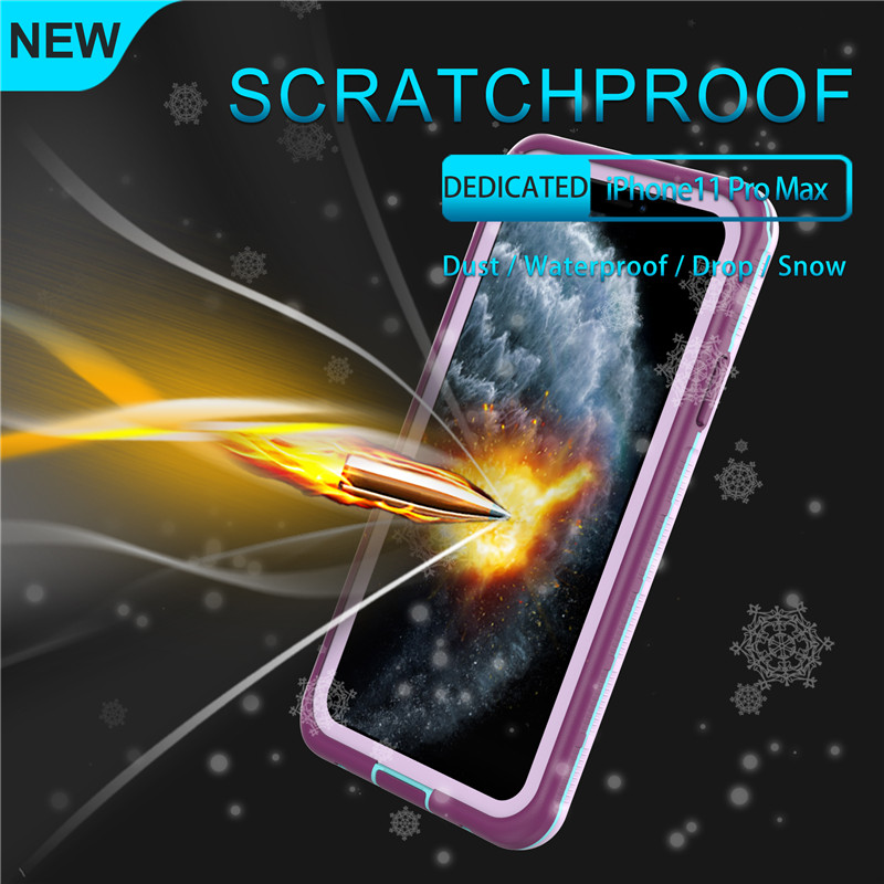Lifeproof iphone11 pro max case apple Unterwasser iphone case wasserdicht Telefon case (lila) mit solider Farbe Rückendeckung