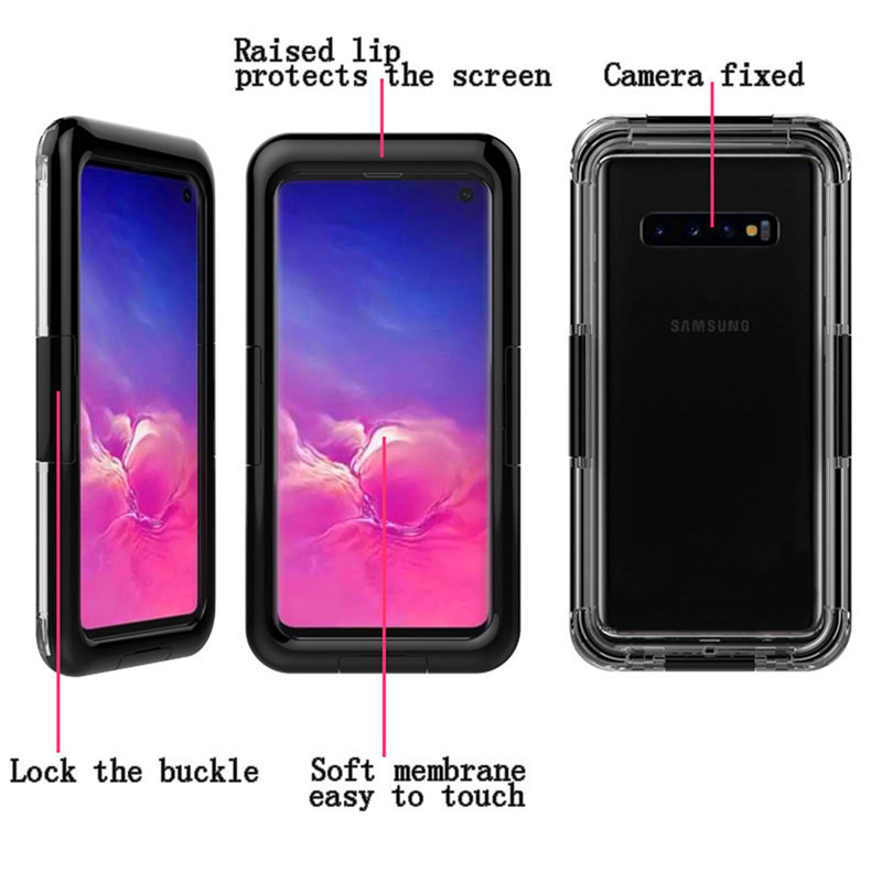 Wasserdichte Handyhülle Kunststoffgehäuse wasserdicht schwimmen Handyhülle für Samsung S10 (schwarz)