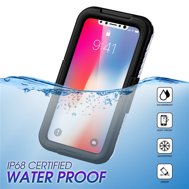 Unterwassergehäuse Handy iPhone XS Unterwassergehäuse billig stoßfestes iPhone Case (schwarz)