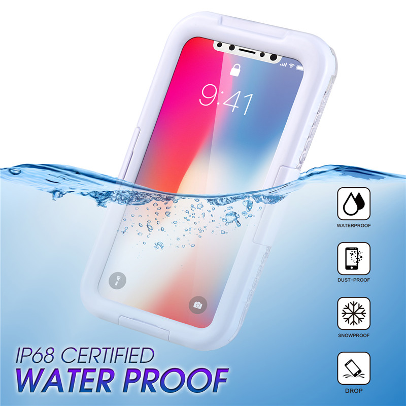 Wasser und stoßfestes iphone Fallwasserdichter Fall nahe mir Unterwassertelefonkameratasche für iphone XS (Weiß)
