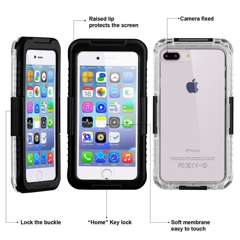 Neue lebenssichere Fall iphone 8 plus schneebedeckter iphone case beste wasserdichte 8 plus case () Black)